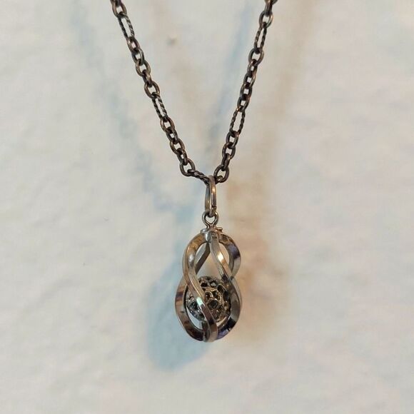Vintage Upcycled Silver Tone Swirl Necklace - Picture 1 of 3